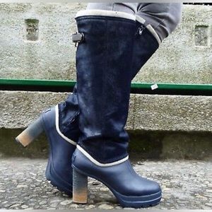Sorel, medina IV PREMIUM, heeled, navy,size 8, calf hair shaft, rubber foot